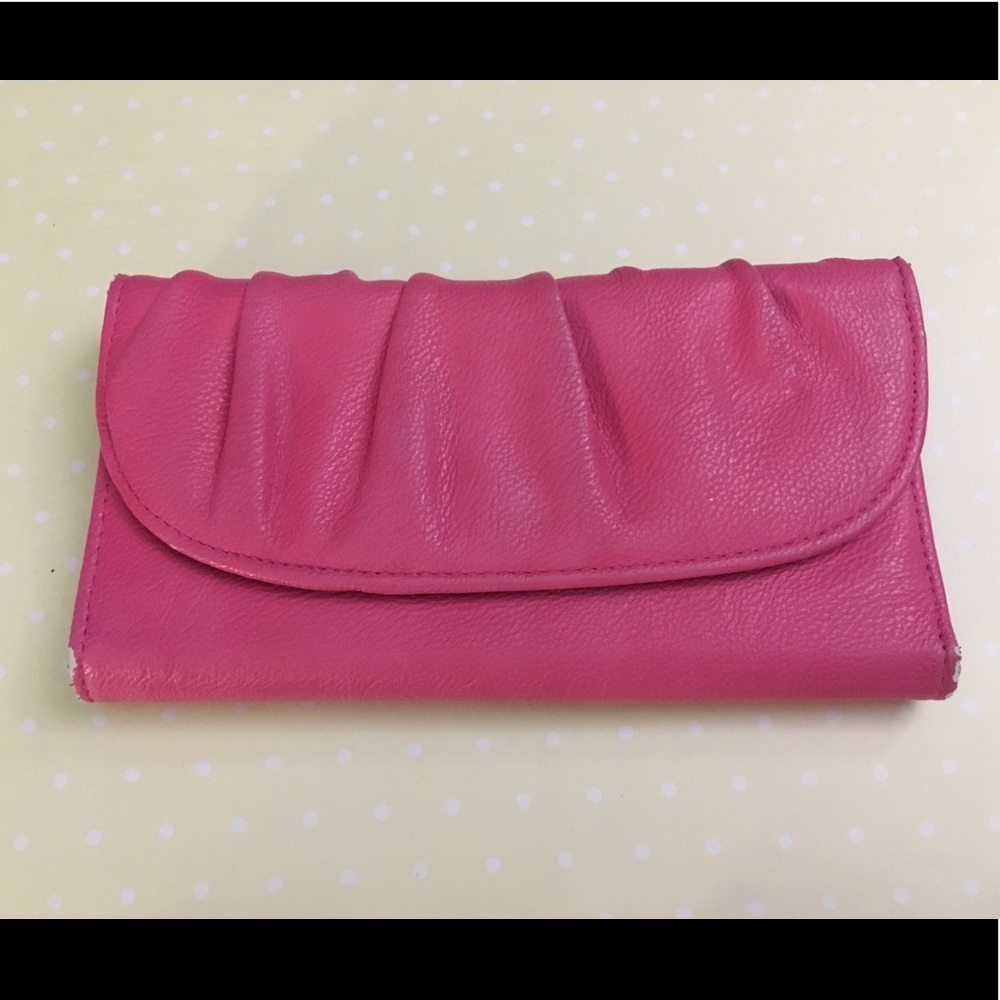 Hot pink trifold wallet